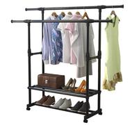 SOONHUA Appendiabiti a doppia asta con asta estraibile, appendiabiti mobile regolabile in altezza con ruote bloccabili per appendere i vestiti