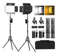 Soonpho 2-Pack Bi LED Video Luce Panel Set con Porta a Stalla 2500-6500K Dimmerabile 20W Light Studio Fotografico Illuminazione con Cavalletto e Supporto per Telefono Cellulare per Video YouTube Live