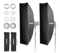 SOONPHO KS-30*120cm Softbox Rettangolare 2Pack,Attacco Bowens Montaggio Rapido Soft Box Set a Striscia con Difusore,Griglia a Nido d'Ape,Borsa da Trasporto,Compatibile Godox SK400IIIV SK300IIV(2 Pz)