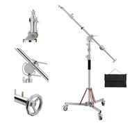 Soonpho L5-120 Plus Pro Light Stand C Stand in acciaio inox al 100% con rotelle e braccio, stativo a C pesante in metallo Altezza massima 420 cm (13,77 piedi) con braccio 250 cm (8,2 piedi) per Studio