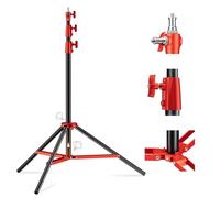Soonpho Light Stand Supporto Leggero Treppiede 9,1 piedi/280cm Interamente in Metallo Ammortizzatore Capacità di Carico di 10kg per Fotografia Studio All'aperto e Live Streaming (rosso&nero)