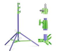 Soonpho Light Stand Supporto Leggero Treppiede 9,1 piedi/280cm Interamente in Metallo Ammortizzatore Capacità di Carico di 10kg per Fotografia Studio All'aperto e Live Streaming (viola&verde)