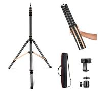 Soonpho Supporto per Luci Light Stand in Fibra di Carbonio con Gambe Reversibili a 180°,Adattatore da 1/4"-3/8" e borsa,Custodia,260cm Supporto Portatile da Viaggio per Fotografia in Esterno Strobo