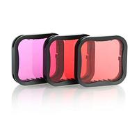 SOONSUN,Confezione da 3 filtri subacquei per GoPro Hero 5 6 7 Black Super Suit Dive Housing,rosso, rosso chiaro e magenta filtro,migliora i colori per varie condizioni di video subacquei e fotografia