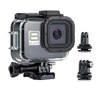 SOONSUN Custodia impermeabile per GoPro Hero 8 nera, 60 m, custodia subacquea con doppio supporto integrato per collegare luce video e microfono