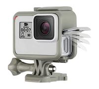 SOONSUN Custodia protettiva per GoPro Hero 5, 6, 7, nero, bianco, argento, Hero 2018, con fibbia e vite, tutte le fessure sono completamente accessibili, grigio