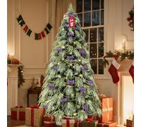Soontrans Albero di Natale 6 in 1 Sora con illuminazione inclusa catena di cristallo guanti, custodia 1115 PVC PE rami sospesi con effetto neve e 330 LED bianco caldo con 8 modalità (210 cm)