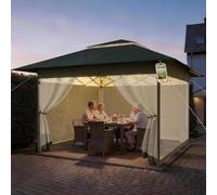 Soontrans Gazebo da giardino, 3 x 3 m, con zanzariera, per rilassanti serate estive in giardino, gazebo pop-up regolabile in altezza con sacchi di sabbia e borsa, gazebo pieghevole per incontri con la