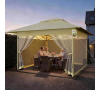 Soontrans Gazebo da giardino 3 x 3 m con zanzariera per serate estive senza zanzare, gazebo pop-up regolabile in altezza con sacchi di sabbia e borsa per il trasporto, gazebo pieghevole per esterni