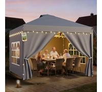 Soontrans Padiglione da 3 x 3 m, padiglione pieghevole, altezza regolabile, con pareti laterali e pareti a capanna, tenda pop-up con custodia per il trasporto e sacchi di sabbia per giardino, piscina