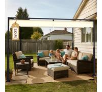 Soontrans Pergola con tetto apribile regolabile 3 x 4 m, copertura per terrazza indipendente per relax, gazebo con struttura in acciaio e fissaggio magnetico, protezione solare per giardino piscina