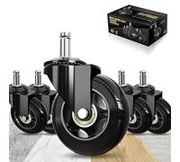 Soontrans Ruote Sedia Ufficio, 11 mm x 22 mm, Adatto per 98% Sedia, Set di 5 Rotelle Sedia Ufficio Parquet, Non Trattengono Peli/Capelli, Movimento Liscio e Silenzioso, Non Tappeto Necessario (Nero)