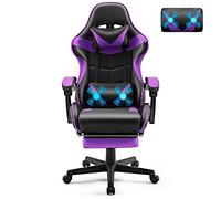 Soontrans Sedia da Gaming Massaggiante con Poggiapiedi, Poggiatesta e Cuscino Lombare Massaggio, Poltrona per Youtube Livestreaming Playstation (Viola)