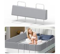 Soontrans Sponda Letto Bambini, 100 cm, sponde letto Matrimoniale bambini, 5 Fori Regolabile in Altezza, Pieghevole e Protezione, Protezione per Anticaduta, Deformabile, Lino Grigio
