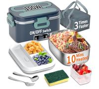 SOOOEC Contenitore per il pranzo elettrico 100 W, 3 in 1, contenitore per il pranzo riscaldato portatile, in acciaio inox, 12 V/24 V/220 V, contenitore termico isolato per auto, camion, ufficio, con
