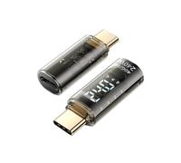 SOOPII 240W USB C Power Meter, adattatore bidirezionale placcato in oro con display, adattatore USB C maschio femmina per iPhone 16, iPad Pro, MacBook, 2 pezzi, nero trasparente