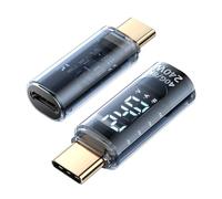 SOOPII 240W USB C Power Meter, adattatore bidirezionale placcato in oro con display, adattatore USB C maschio-femmina per iPhone 16, iPad Pro, MacBook, 2 pezzi, blu trasparente