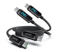 SOOPII Cavo da USB C a USB C [1.2M/2Pack], cavo USB C da 240W, cavo di ricarica rapida in nylon intrecciato di tipo C con display a LED per iPhone 16/15 Pro Max, Galaxy S25/S24,iPad, Laptop, nero