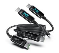 SOOPII Cavo da USB C a USB C[2M/2Pack], cavo USB C da 240W, cavo di ricarica rapida in nylon intrecciato di tipo C con display a LED per iPhone 16/15 Pro Max, Galaxy S25/S24, iPad, Laptop, nero