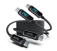 SOOPII Cavo da USB C a USB C[3M/2Pack], cavo USB C da 240W, cavo di ricarica rapida in nylon intrecciato di tipo C con display a LED per iPhone 16/15 Pro Max, Galaxy S25/S24, iPad, Laptop, nero