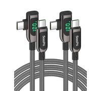 SOOPII Cavo USB C a USB C ad angolo retto da 100W con display LED, cavo caricabatterie USB C PD intrecciato in nylon in lega di zinco da 1,2 m per lPhone 15, lPad Pro, MacBook Pro, Galaxy S23