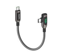 SOOPII Cavo USB C a USB C ad angolo retto da 100W con display LED, cavo caricabatterie USB C PD intrecciato in nylon in lega di zinco da 0,3 m per lPhone 15,MacBook Pro, Galaxy S23