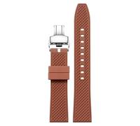sooponu Cinturino in fluoroelastomero per orologio Hamilton Khaki Field Navy Jazzmaster Aviation con fibbia a farfalla(Browns,19mm)