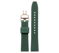 sooponu Cinturino in fluoroelastomero per orologio Hamilton Khaki Field Navy Jazzmaster Aviation con fibbia a farfalla(Greenr,21mm)