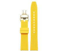 sooponu Cinturino in fluoroelastomero per orologio Hamilton Khaki Field Navy Jazzmaster Aviation con fibbia a farfalla(Yellowg,19mm)