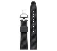 sooponu Cinturino in fluoroelastomero per orologio Hamilton Khaki Field Navy Jazzmaster Aviation con fibbia a farfalla(Blacks,22mm)