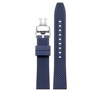sooponu Cinturino in fluoroelastomero per orologio Hamilton Khaki Field Navy Jazzmaster Aviation con fibbia a farfalla(Blues,20mm)