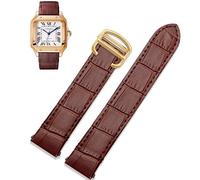 sooponu Cinturino In Pelle A Sgancio Rapido Per Cartier Santos Stile Classico WSSA0009 WSSA0010 WSSA0018 Nuova Catena Per Orologio SANTOS(Brown-gold,19mm)