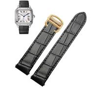 sooponu Cinturino In Pelle A Sgancio Rapido Per Cartier Santos Stile Classico WSSA0009 WSSA0010 WSSA0018 Nuova Catena Per Orologio SANTOS(Black-gold,21mm)