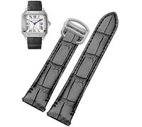 sooponu Cinturino In Pelle A Sgancio Rapido Per Cartier Santos Stile Classico WSSA0009 WSSA0010 WSSA0018 Nuova Catena Per Orologio SANTOS(Crocodile-silver,19mm)