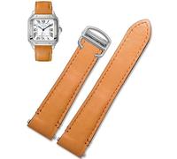 sooponu Cinturino In Pelle A Sgancio Rapido Per Cartier Santos Stile Classico WSSA0009 WSSA0010 WSSA0018 Nuova Catena Per Orologio SANTOS(Khaki-silver,19mm)