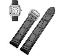 sooponu Cinturino In Pelle A Sgancio Rapido Per Cartier Santos Stile Classico WSSA0009 WSSA0010 WSSA0018 Nuova Catena Per Orologio SANTOS(Black-silver,21mm)