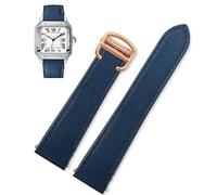 sooponu Cinturino In Pelle A Sgancio Rapido Per Cartier Santos Stile Classico WSSA0009 WSSA0010 WSSA0018 Nuova Catena Per Orologio SANTOS(Blue-rose gold,21mm)