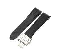 sooponu Cinturino in pelle per orologio Cartier Santos Sandoz serie 100 con fibbia speciale in acciaio inossidabile(Black-Steel-Z8,24.5mm)