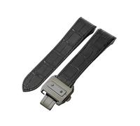 sooponu Cinturino in pelle per orologio Cartier Santos Sandoz serie 100 con fibbia speciale in acciaio inossidabile(Black-Black-Z8,20mm)