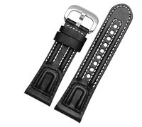 sooponu Cinturino in pelle per orologio vintage Seven Fridays M2/02/P1B/M1/M2/S2/Q2 con interfaccia piatta(White line silver)