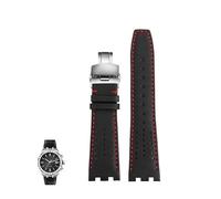 sooponu Cinturino in pelle traspirante per orologio MAURICE LACROIX AIKON AI6007 AI6008 AI6038 AI6058 con maglie in acciaio a sgancio rapido(Black red,AI6008)