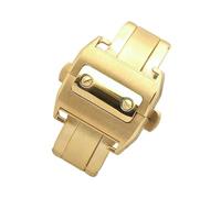 sooponu Orologio in acciaio inossidabile con fibbia pieghevole per Cartier Santos Chiusura a farfalla a doppia pressione(Gold,21mm)