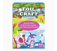 SOOVSY Art & Craft Activity, Foil Fun Animals Craft Kits, No Mess Art Toys for Kids, DIY Creative Game, Gifts for Boys and Girls Ages 4 to 9, Include 20 Picture Canvases & 200 Foil Stickers