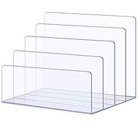 Sooyee Organizer per documenti da scrivania, organizer per posta, supporto a 4 sezioni per casa, ufficio, libri, organizer da scrivania in acrilico per lettere, documenti, quaderni, raccoglitori,