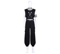 SOOYOOYOO Costume Cosplay Kai Runtaro Tenuta Nera con Gilet Top Pantaloni Cargo Ideale per Convention Feste A Tema O Performance di Gruppo(Unisex,L)