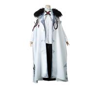SOOYOOYOO Costume Cosplay Peruere Mantello Bianco con Pelliccia Nera Decorativi in Rosso e Nero Stile Fantasy per Convention Halloween e Carnevale (Unisex,3XL)