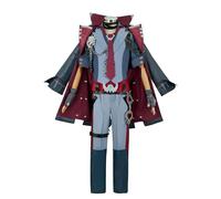 SOOYOOYOO Costume Cosplay Wriothesley Completo Grigio e Bordeaux con Dettagli Metallici Mantello e Catene per Convention Halloween e Carnevale(Unisex,XXL)