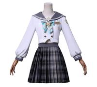 SOOYOOYOO Honkai Star Rail Cosplay Firefly Costume Bianco Manica Lunga Crop Top con Gonna A Plisse Grigia per Convention e Carnevale(Donna,XXL)