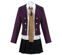 SOOYOOYOO Kirigiri Kyoko Cosplay Costume Giacca Viola Camicia Bianca Cravatta Marrone Gonna Nera Plissettata per Halloween Conventions Roleplay(Donna,XXL)