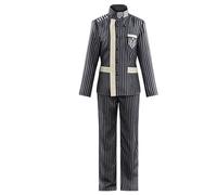 SOOYOOYOO Saihara Shuichi Cosplay Costume Giacca e Pantaloni e Righe Grigio e Nero con Cappello per Halloween Conventions Roleplay(Uomo,M)